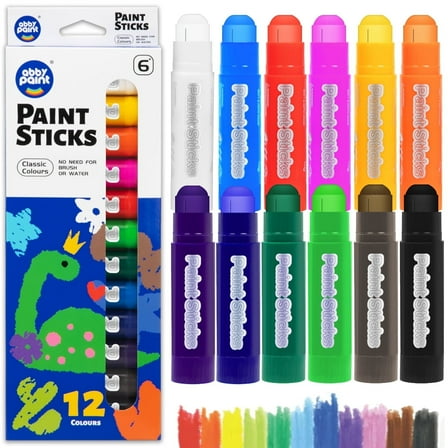 Tempera Crayon Sticks, Washable Platel Stick12 Classic Colors, Washable Crayon Sticks, Super Quick Drying Art Gifts for Arts And Crafts Project