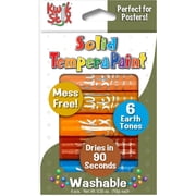 Kwik Stix Tempera Paint Sticks, 6 Earth Tone Colors, Washable, Super Quick Drying, Non-Toxic, Allergen Free, Mess-Free Paint for Kids and Toddlers