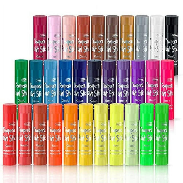 Tempera Paint Sticks, 32 Colors Solid Tempera Paint for Kids, Super Quick Drying, Works Great on
