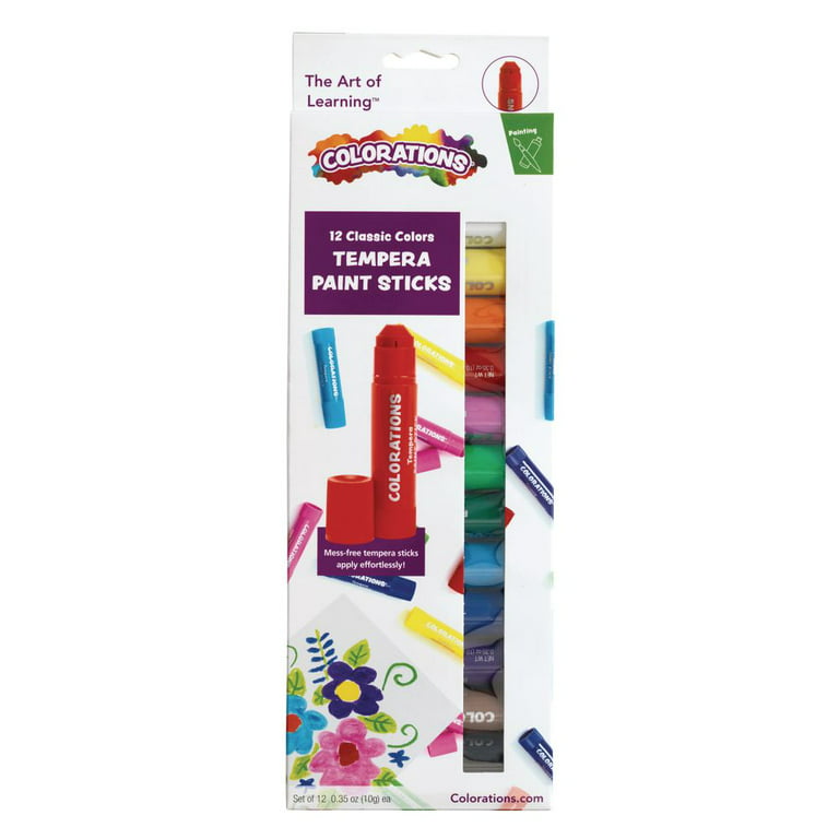Colorations Tempera Paint Sticks, Set of 12 Classic Colors