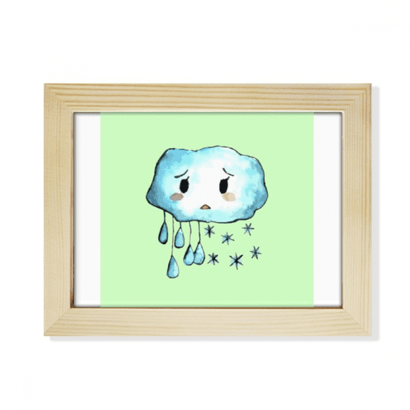Tempera Pitiful Rain Cloud Desktop Photo Frame Picture Art Decoration Painting 6x8 inch