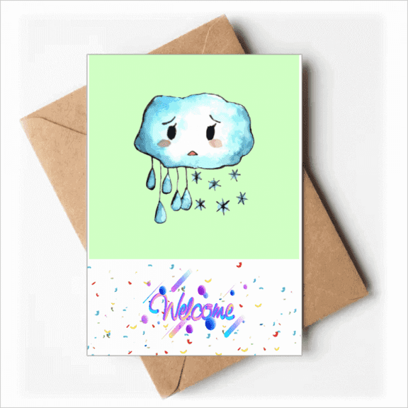Tempera Pitiful Rain Cloud Welcome Back Greeting Cards Envelopes Blank