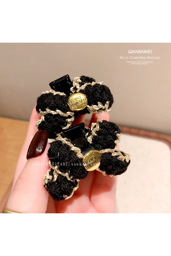 Temperament Half Hair Princess Head Side notch Clip New Year's Style Grasp Clip Woolen Bow Autumn/Winter Hairpin Female