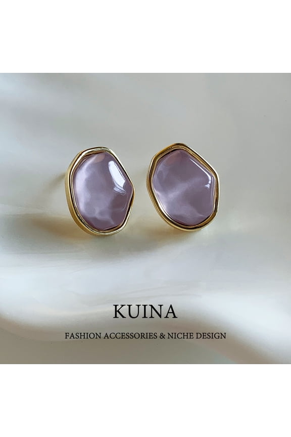 Temperament absolute beauty purple earrings female light luxury senior sense of the new models burst earrings sterling silver needle niche ear jewelry