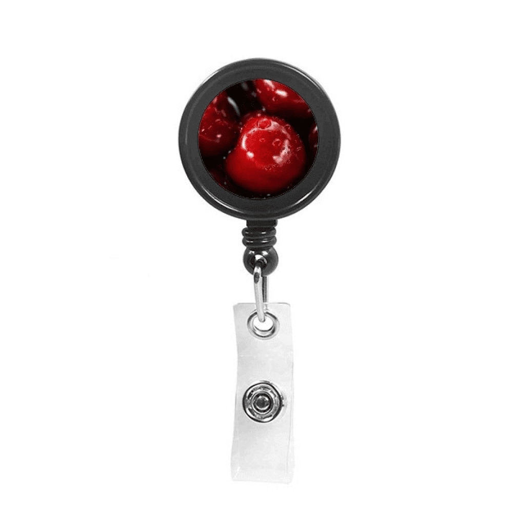 Temperate Red Fruits Picture Cherry Retractable Keychain Badge Holder ID Badge