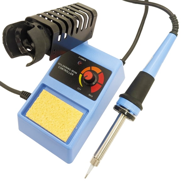 Temperature Adjustable Soldering Station, 302F to 896F Range, Includes Iron with Conical Tip and Tip Cleaning Sponge