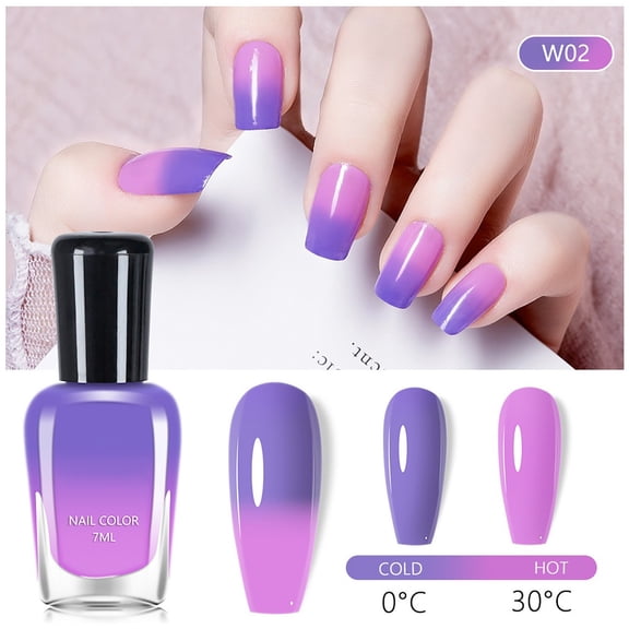 Temperature Changing Nail Polish, Oil Based Nail Polish, Fast Drying Gradient Effect Nail Polish for Long Lasting Wear, Non Peeling formula, No Lamp Required Application