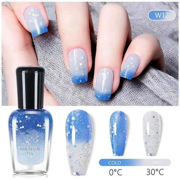 Temperature Changing Nail Polish, Oil Based Nail Polish, Gradient Effect Fast Drying Non Peeling formula, No Lamp Required Easy Application Long Lasting Wear