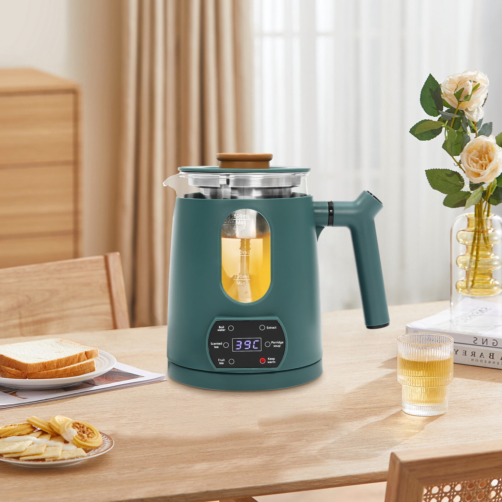 Temperature Control Electric Tea Kettle, Water Boiler & Heater green