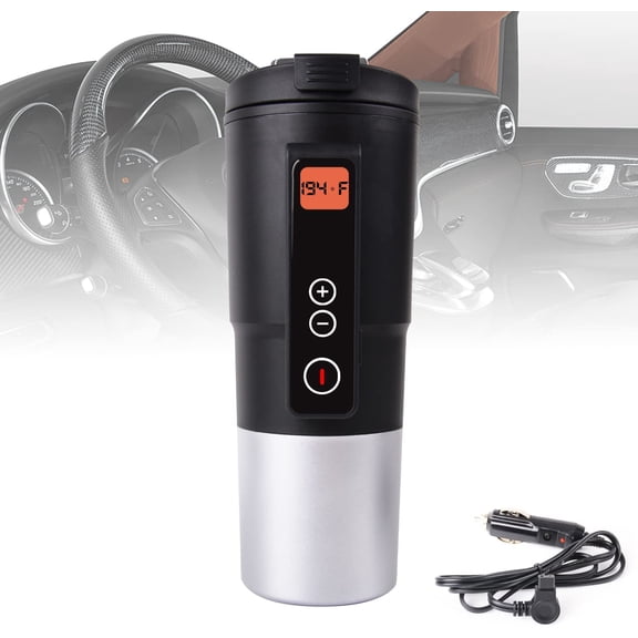 Temperature Control Mug Travel Heating Cup Electric Heating Cup for Coffee in Car 12V Heated Mugs Smart Coffee Cup Keep Milk/Tea Warm LCD Display Easily Washing 13OZ