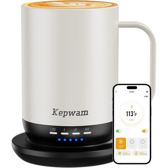 Temperature Control Smart Mug 1, 16oz Self Heating Coffee Mug with 7H Battery Life and 3 Custom Heat Settings - App & Manual Controlled Heated Coffee Mug, Excellent Gifts for Men Women