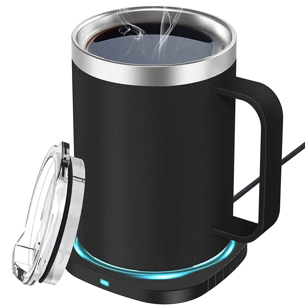 Finelylove Coffee Mug Warmer & Mug Set,Self Heating Mug With Wireless Smart  Charging,Mug With Lid 12oz,Perfect For Desktop Home Office,Gift For Coffee  Lovers 