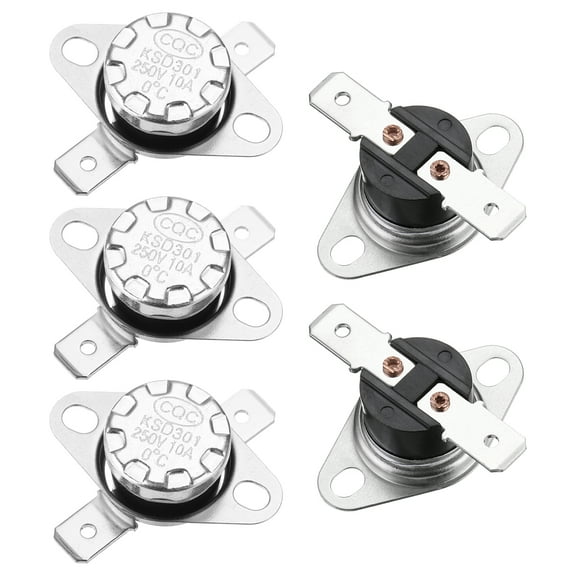 Temperature Control Switch Thermostat 0°C 10A N.O 6.3mm Pin 5 Pack,Bakelite Material