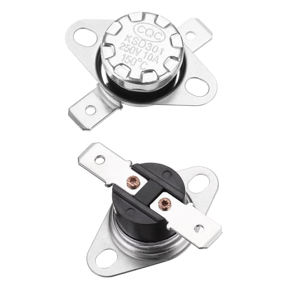 Temperature Control Switch Thermostat 150C 10A N.O 6.3mm Pin 2 Pack,Bakelite Material