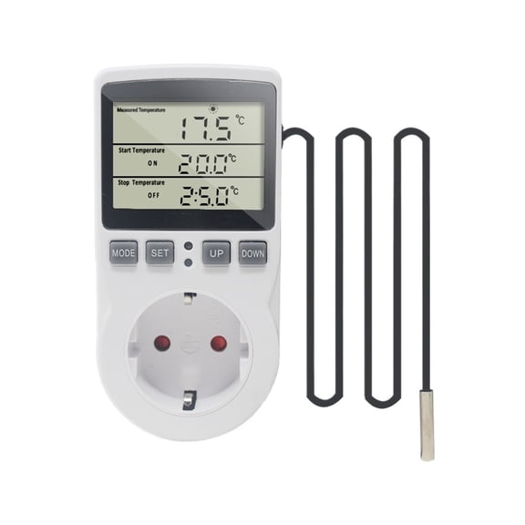 Temperature Controller Digital Plug-in Thermostat Timer Switch Socket Heating Cooling Day/Night Control With 3m Sensor