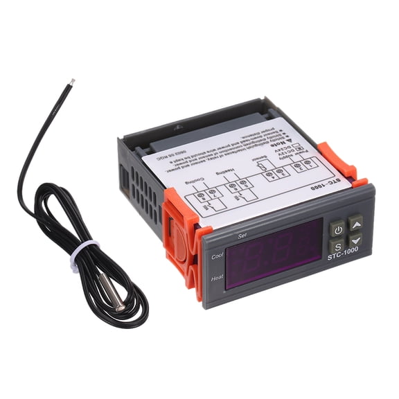 Temperature Controller Digital Temperature Controller, LED Display Switch Modes Microcomputer Temperature Controller with Sensor, Alarm Function, For Domestic Freezer, Boiler, Steamer
