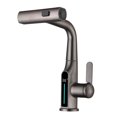 Temperature Digital Display Waterfall Basin Faucet Lift Up Down Stream