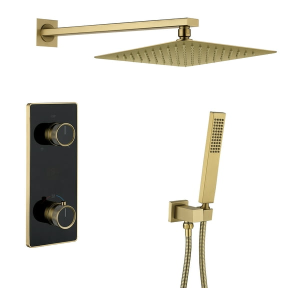 Temperature Display Shower Set, Thermostatic Shower Faucet with Rough-in Valve