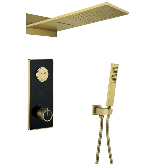Temperature Display Shower Set, Thermostatic Shower Faucet with Rough-in Valve