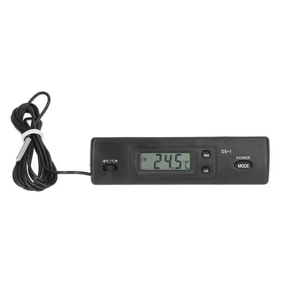 Temperature Gauge, Widely Clock Display Digital Thermometer High Accuracy Portable With Waterproof Probe For Refrigerator