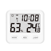 Temperature Humidity Gauge with Desk Clocks for Bedroom Office,Backlit Accurate Monitor Clear Reading