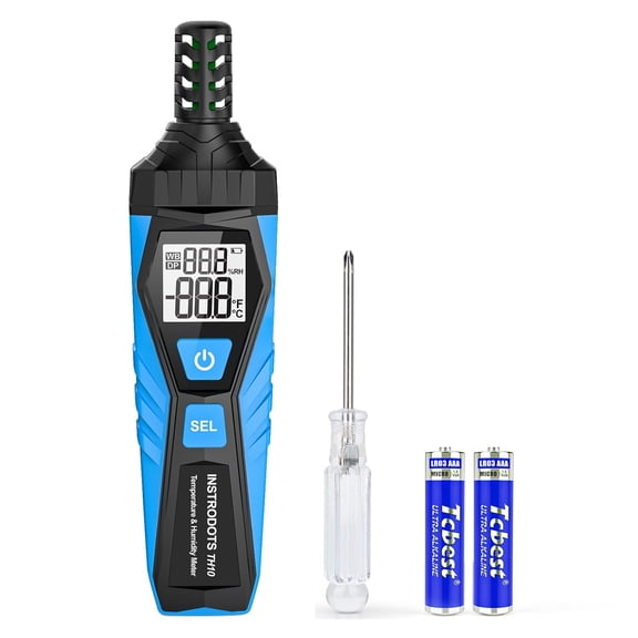 Temperature Humidity Meter - Handheld Thermometer Hygrometer with Ambient, Dew Point, Wet Bulb, High Precision Bulb Thermometer, Dual Display & LCD Backlight