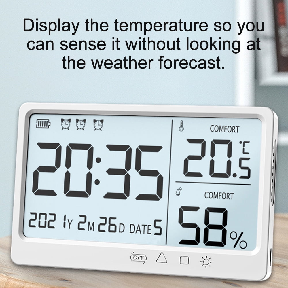 Humidity Sensor Clock Temperature Humidity Meter,Lcd Precisions Temperature Alarm Clock Dsfen ...