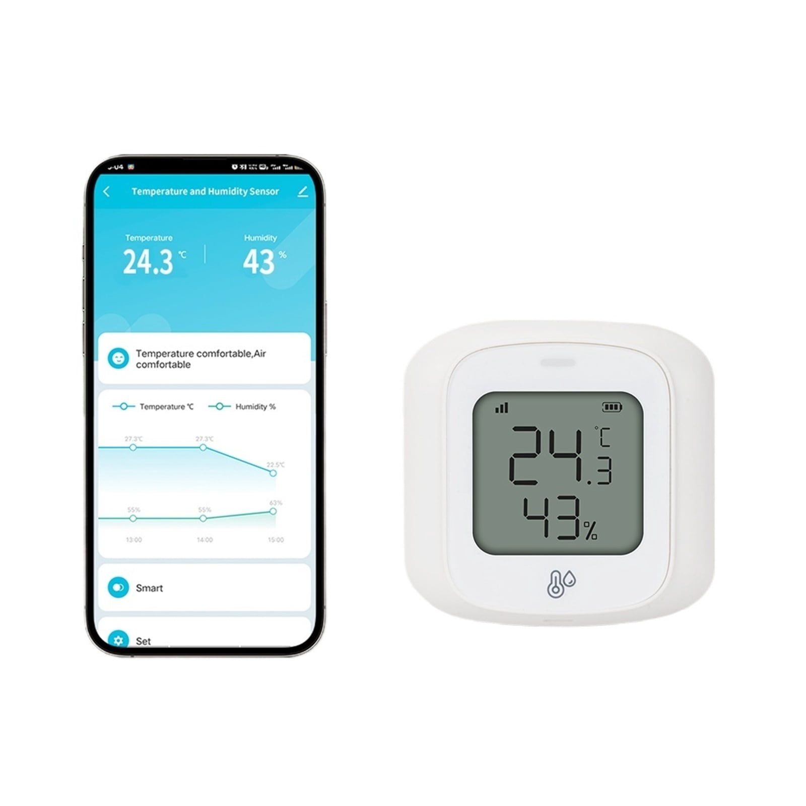 Wearable Humidity Sensor Temperature Humidity Sensor WIFI, Hygrometer Thermometer Monitor ...