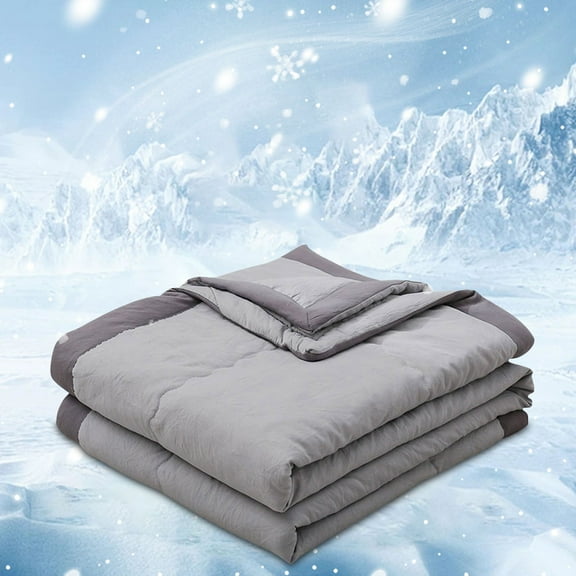 Temperature Regulating Blanket Cozival All Season Cooling Blanket - Double Cold Effect Quilt for Hot Sleepers, Lightweight Summer Comforter with Breathable Fiber Fabric, Summer Comforter, Light Ashy
