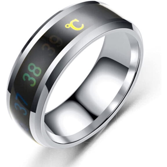 Temperature Ring Titanium Steel Mood Emotion Feeling Intelligent Temperature Sensitive Rings for Women Men Waterproof