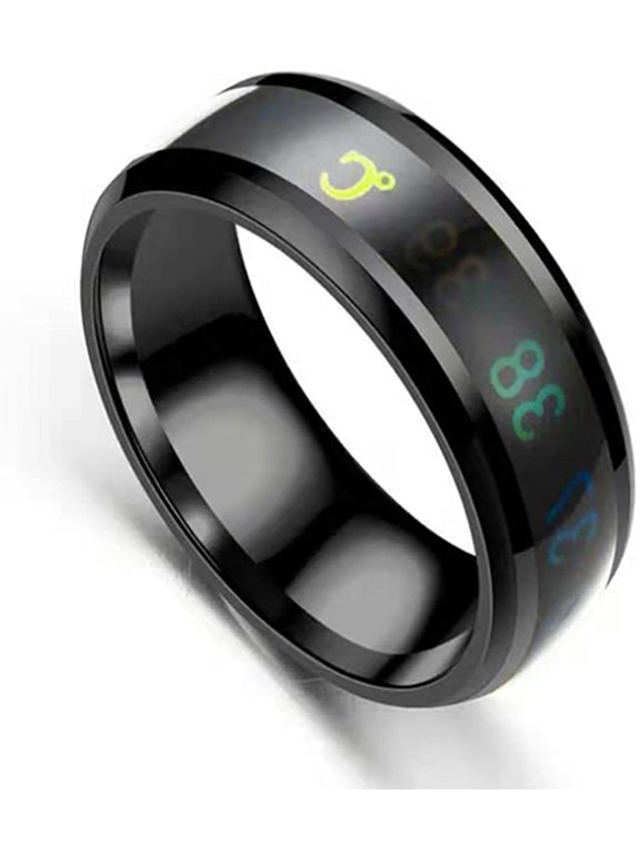 Temperature Ring Titanium Steel Mood Emotion Feeling Intelligent Temperature Sensitive Rings for Women Men Waterproof