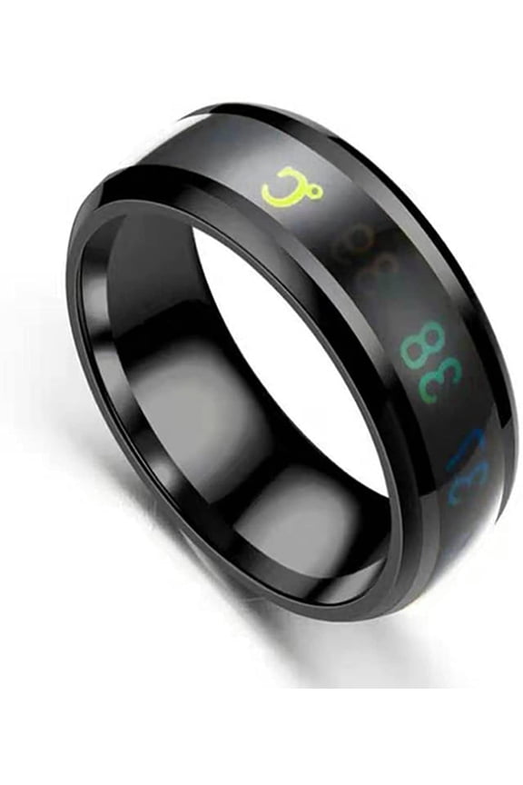 Temperature Ring Titanium Steel Mood Emotion Feeling Intelligent Temperature Sensitive Rings for Women Men Waterproof