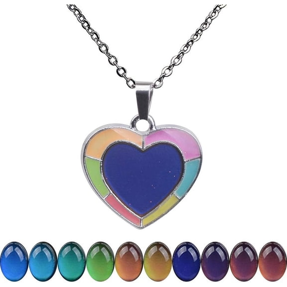 Temperature Sensing Color Changing Pendant Necklace With 19.29" Stainless Steel Rolo Chain[o5191]