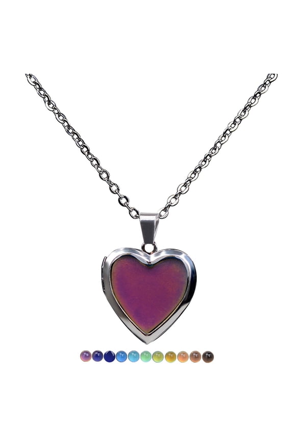Temperature Sensitive Color Change Pendant Necklace with Stainless Steel Chain