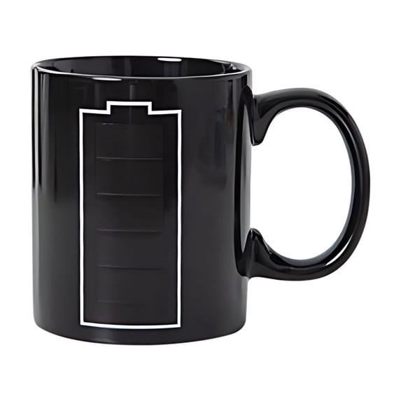 Temperature Sensitive Heat Changing Mug, Interactive Ceramic Cup with Battery Meter Design for Hot Drinks, Perfect Gift for Mom, Dad, Women, and Men