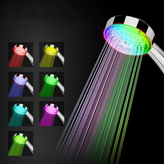 Temperature Sensor Shower Head, Water-Powered Led, Detachable Mineral Filtered For Bathroom, High Pressure Easy Install For Spa Relaxation