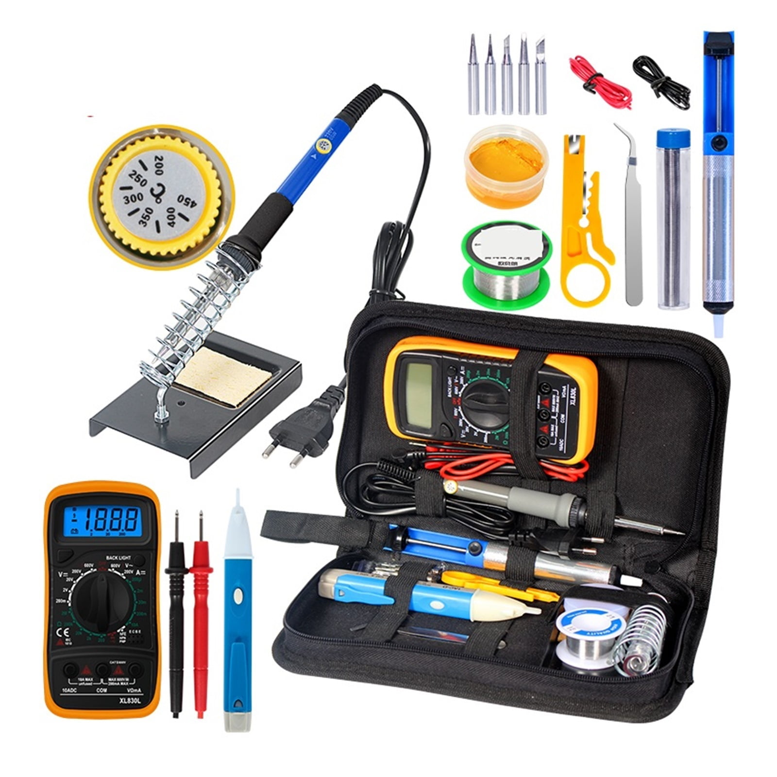 Temperature Soldering Iron Kit,80W Soldering Iron Kit,Multimeter