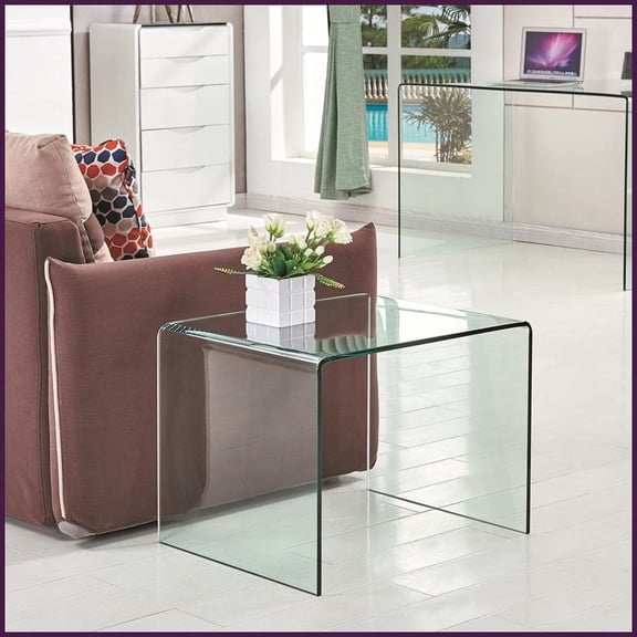 Tempered Clear Glass Coffee Table - Multi-Purpose for Living Room/Outdoor, Easy-Clean & No Assembly Needed