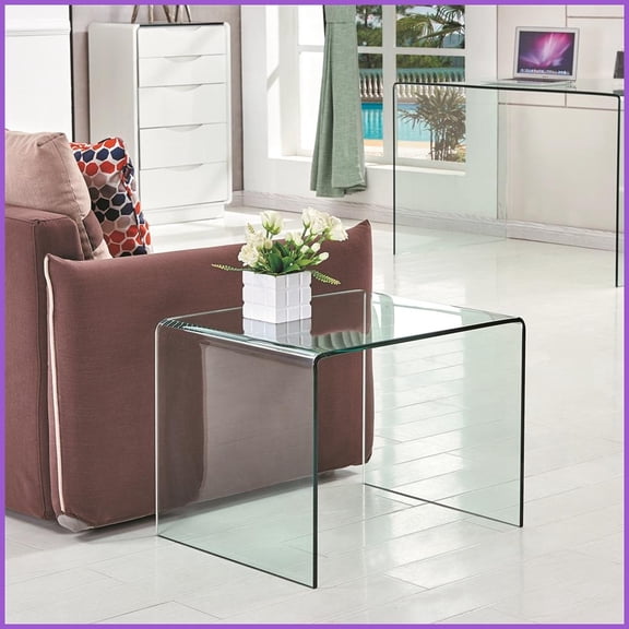 Transparent Tempered Glass Coffee Table for Living Room - Easy Clean, No Assembly Needed, Multi-Use Indoor/Outdoor