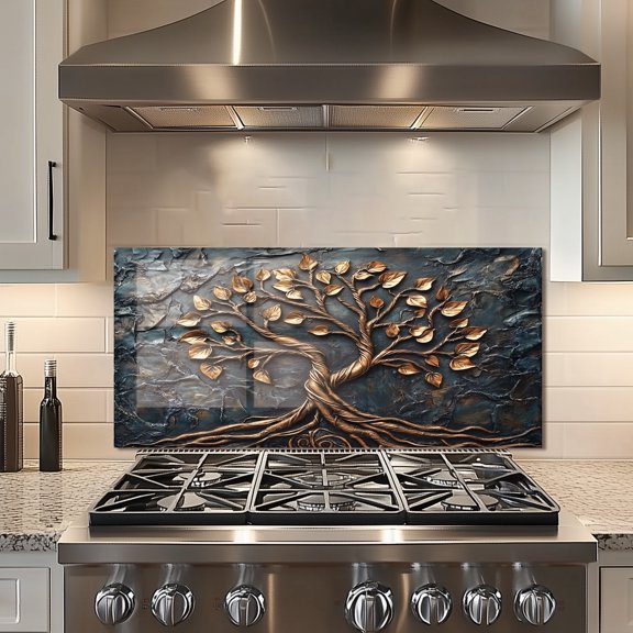 Tempered Glass Backsplash For Kitchen Behind Stove,Stove Back Top Cover,Easy to Clean Glass Splashback, Sink Cover Splash Guard,Home Kitchen Wall Decor