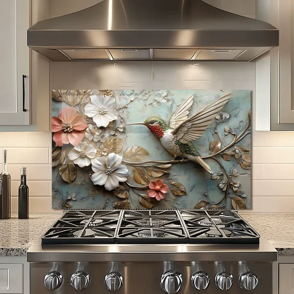 Tempered Glass Backsplash For Kitchen Behind Stove,Stove Back Top Cover,Easy to Clean Glass Splashback, Sink Cover Splash Guard,Home Kitchen Wall Decor