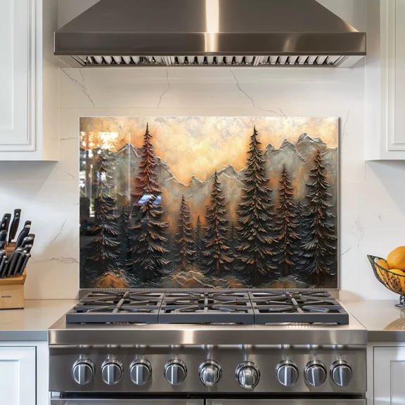 Tempered Glass Backsplash For Kitchen Behind Stove,Stove Back Top Cover,Easy to Clean Glass Splashback, Sink Cover Splash Guard,Home Kitchen Wall Decor