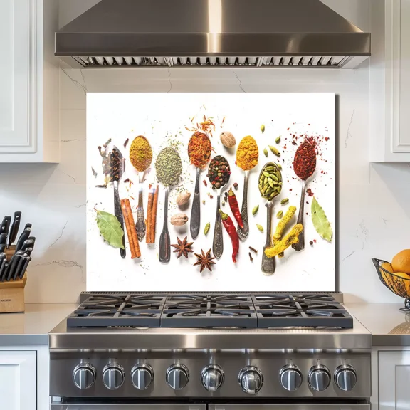 Tempered Glass Backsplash For Kitchen Behind Stove,Stove Back Top Cover,Easy to Clean Glass Splashback, Sink Cover Splash Guard,Home Kitchen Wall Decor