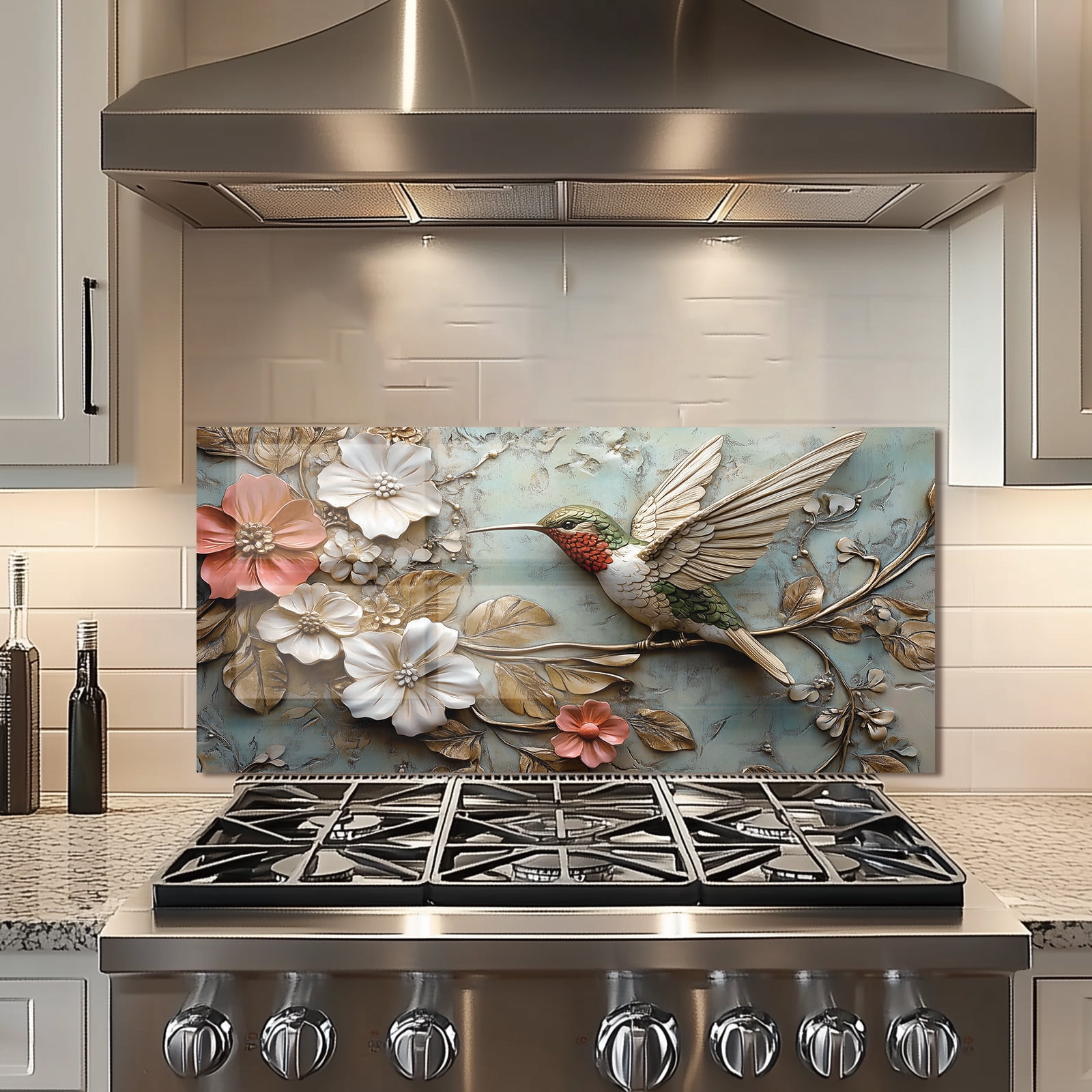 Tempered Glass Backsplash For Kitchen Behind Stove,Stove Back Top Cover,Easy to Clean Glass Splashback, Sink Cover Splash Guard,Home Kitchen Wall Decor