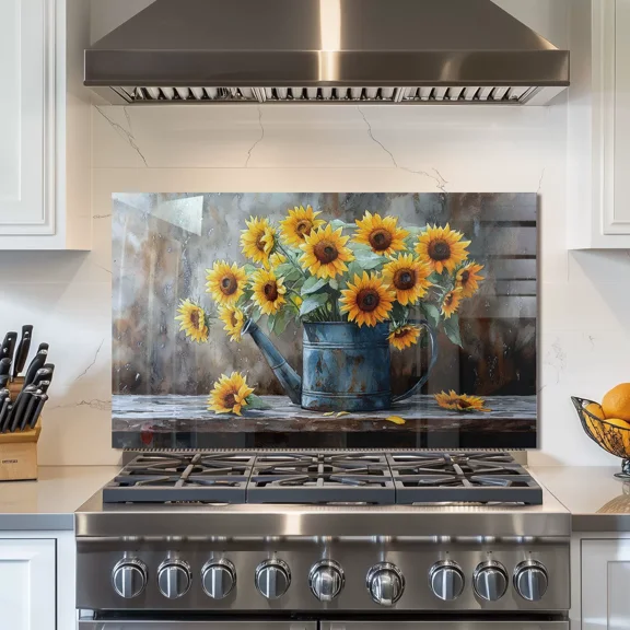 Tempered Glass Backsplash For Kitchen Behind Stove,Stove Back Top Cover,Easy to Clean Glass Splashback, Sink Cover Splash Guard,Home Kitchen Wall Decor
