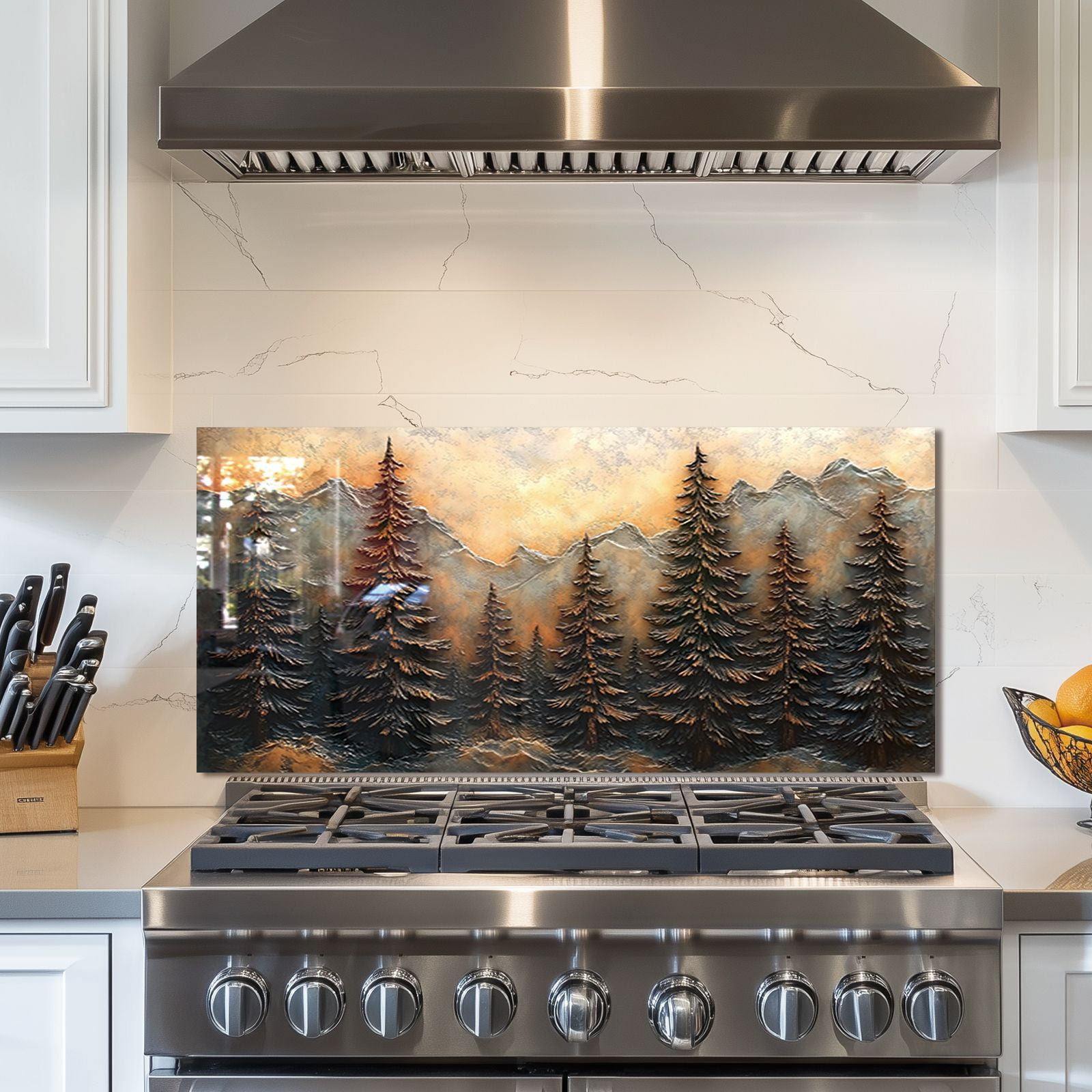 Tempered Glass Backsplash For Kitchen Behind Stove,Stove Back Top Cover,Easy to Clean Glass Splashback, Sink Cover Splash Guard,Home Kitchen Wall Decor
