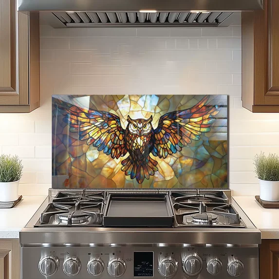 Tempered Glass Backsplash For Kitchen Behind Stove,Stove Back Top Cover,Easy to Clean Glass Splashback, Sink Cover Splash Guard,Home Kitchen Wall Decor
