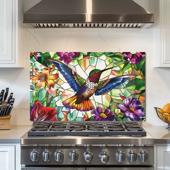 Tempered Glass Backsplash For Kitchen Behind Stove,Stove Back Top Cover,Easy to Clean Glass Splashback, Sink Cover Splash Guard,Home Kitchen Wall Decor