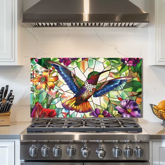 Tempered Glass Backsplash For Kitchen Behind Stove,Stove Back Top Cover,Easy to Clean Glass Splashback, Sink Cover Splash Guard,Home Kitchen Wall Decor