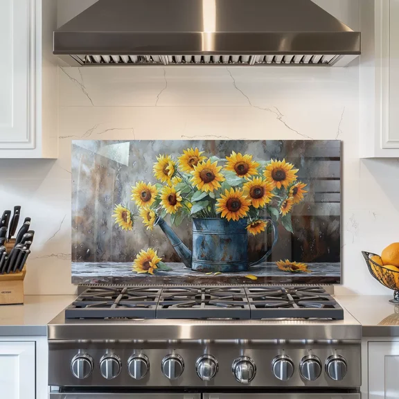 Tempered Glass Backsplash For Kitchen Behind Stove,Stove Back Top Cover,Easy to Clean Glass Splashback, Sink Cover Splash Guard,Home Kitchen Wall Decor